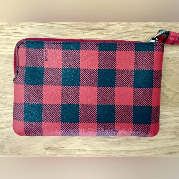 NWOT - Coach Leather Buffalo Plaid Corner Zip Wristlet - Picture 4 of 6